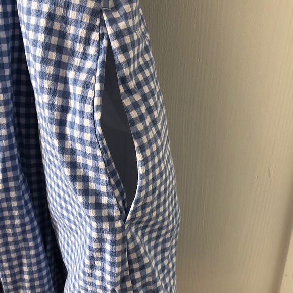 Abercrombie & Fitch Blue Gingham Midi Mila Bubble Hem Dress size MT NWT - Picture 3 of 6